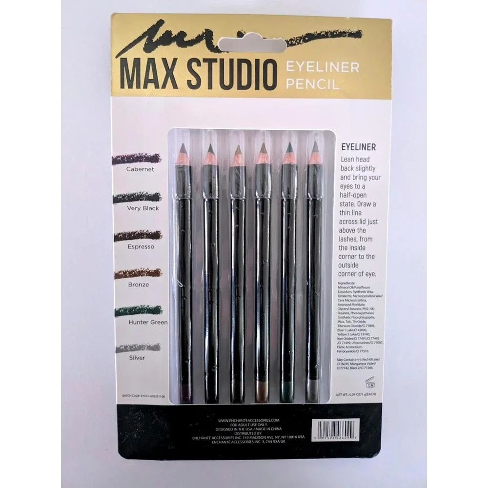 Max Studio 6 Pro Pencil Eyeliners Gift Set Multi-Color Long Wear Eye Makeup New